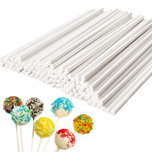 100 stk 6-tommer hvide lollipop pinde Lollipop Paper Treat Stick Paper Sucker Sticks til cupcake Toppers hjemmelavet slik chokolade dessert (dia