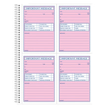 Adams Phone Message Book 8.06 x 11 Inch Spiral Bound 2-Part Carbonless 4 Messages per Page 400 Sets White and Canary (S1187D)