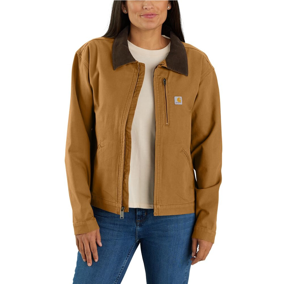 Carhartt Women's Rugged Flex Loose Fit Canvas Detroit Jacket  Brown  X-Small