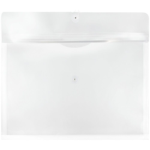 JAM PAPER Plastic Envelopes with Button & String Tie Closure - Large Booklet - 12 x 18 - Clear - 3/Pack 1