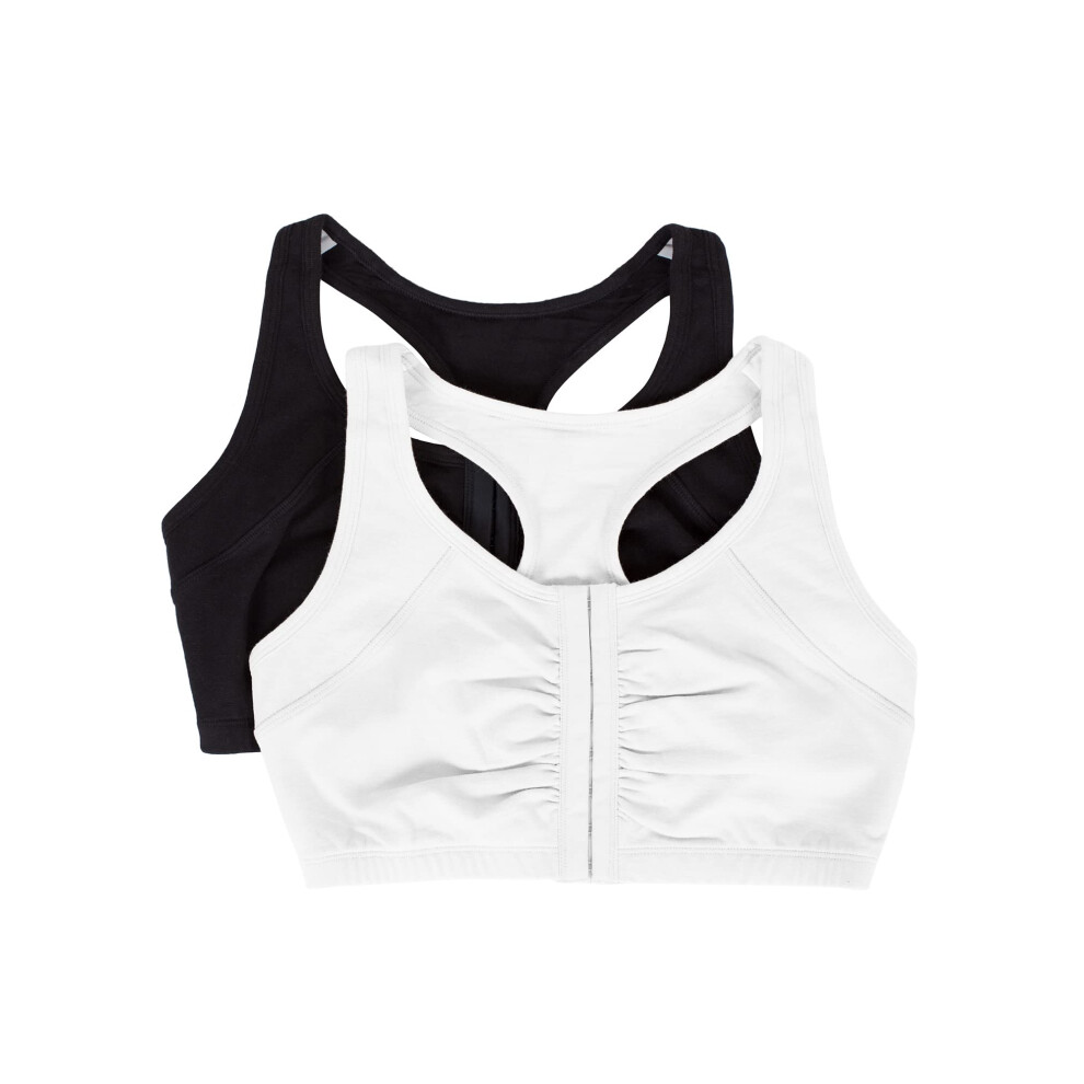 Fruit of the Loom Women's Front Close Builtup Sports Bra  Black Hue/White  44