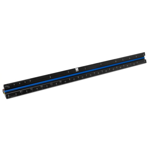 WEN WEN Architect Scale Ruler  12-Inch  Triangular  Aluminum with Laser-Etched Imperial Drafting Scales (ME333R)