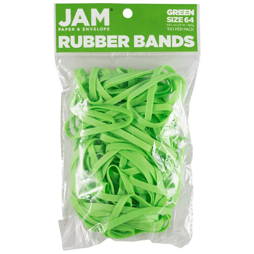 JAM PAPPER Slitstarka gummiband - storlek 64 - Grna multifunktionsgummiband - 100/pack