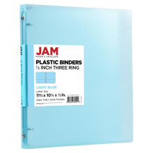 JAM PAPER Plastic ringband van 0,5 inch - Lichtblauwe ringband met 3 ringen - Afzonderlijk verkocht