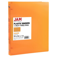 JAM PAPER Plastic ringband van 0,5 inch - oranje ringband met 3 ringen - afzonderlijk verkocht