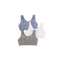Fruit of the Loom sportbeha in tankstijl voor dames - 3 stuks 9012 36 grijs/wit/blauw