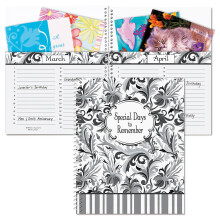 Black Elegance Gru karten-Organizerbuch Monatliche Taschenseiten zum Aufbewahren von Gru karten, Softcover, 20,3 x 25,4 cm, Spiralbindung