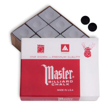 Master Chalk Billiard Pool Cue Premium Quality - 1 Dozen - Made in The USA + 2 pcs of Quality Billiard Pool Table Spots (Gray)