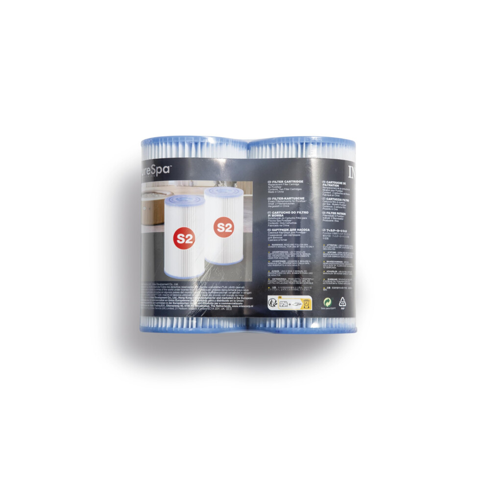 Intex 29012E PureSpa Type S2 Heavy Duty Easy Set Dacron Paper Hot Tub Spa Filter Replacement Cartridge for Various PureSpa Models  2 Pack