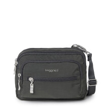 Baggallini unisex dospel Triple Zip Bagg Convertible Cross Body Charcoal One Size US