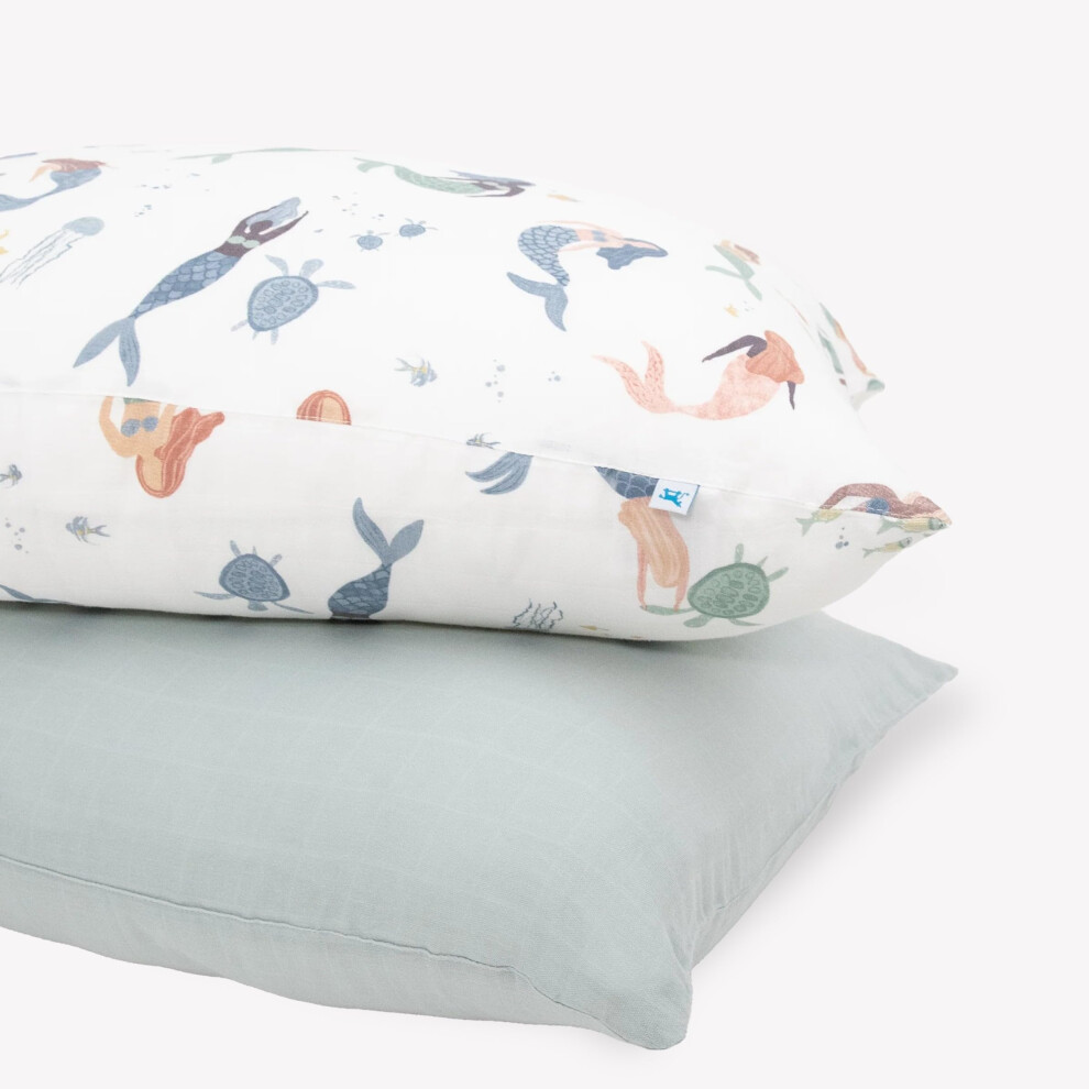 Lot de 2 taies d'oreiller standard Petite Licorne | Mousseline ultra douce et respirante | Fermeture enveloppe confortable (F  te sir  ne)