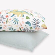 Funda de Almofada Little Unicorn Standard 2 Pack | Super Macia & Respirável em Muslin | Fecho Envelope (Boho Dino)