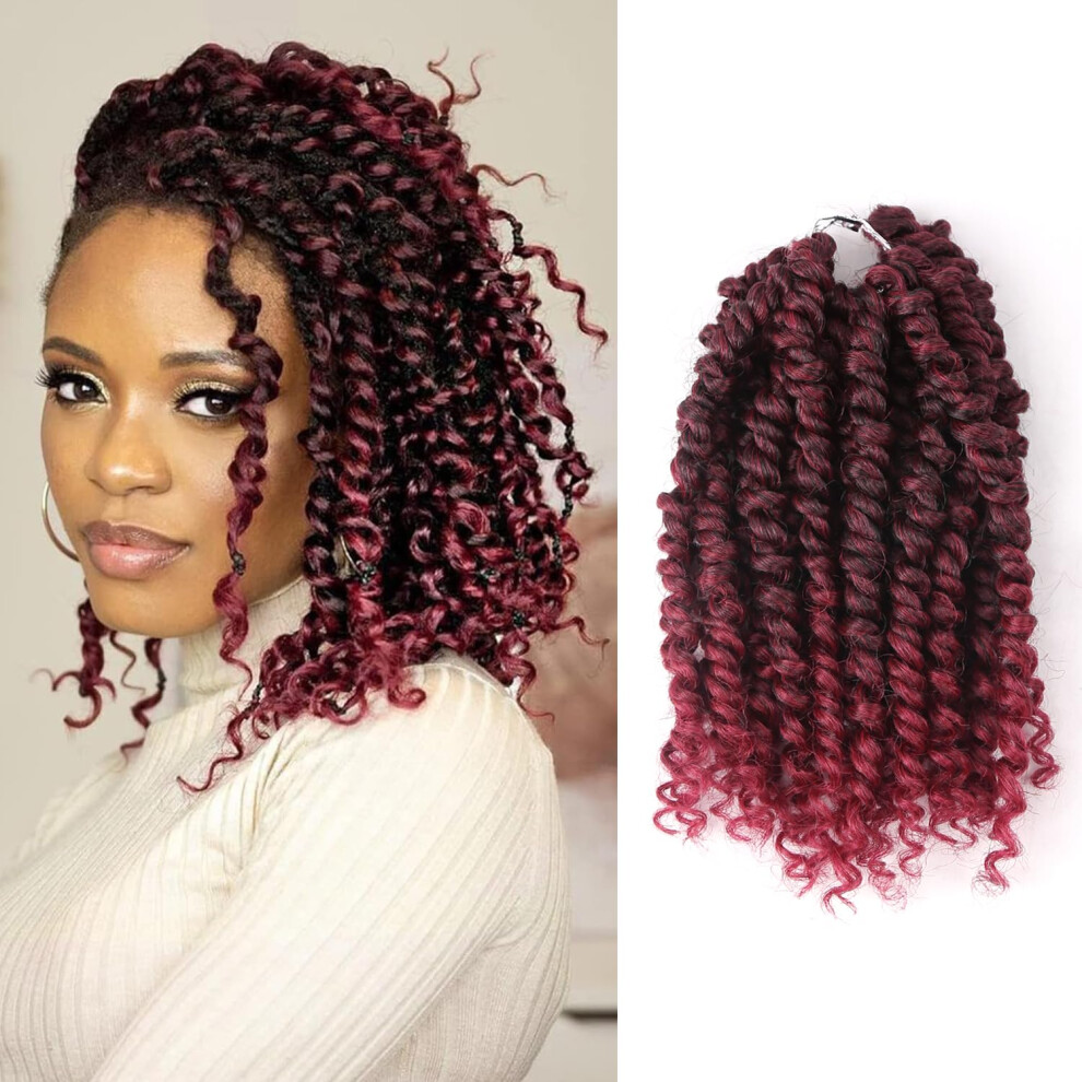 Dwair Unisex Passion Twist Hair - 8 Inch Passion Twist Crochet Hair For Women 8 Packs Crochet Pretwisted Curly Hair Passion Twists Synthetic Braiding Hair Extensio