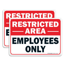(2 pack) Faittoo Restricted Area Employees Only Sign 10 x 7 Inches .40 Rust Free Aluminum UV Protected Weather Resistant Waterproof Durable Ink