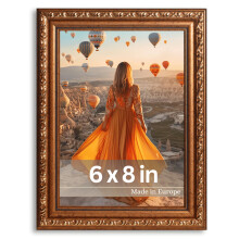 VictoR Picture Frame Chagall 6x8 Brown Gold - Vintage Picture Frames with Shutterproof Acrylic Glass - 6 x 8 Photo Frame - Brown Picture Frames - Anti