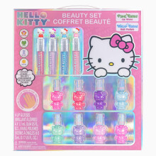 Conjunto de Maquiagem Hello Kitty com Verniz e Brilho Labial para Meninas, Presente de Aniversário
