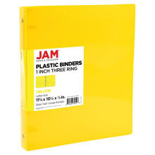 JAM PAPER Plastic ringband van 1 inch - Gele ringband met 3 ringen - wordt per stuk verkocht