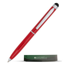 MONTEVERDE USA Poquito Stylus Pen - Racing Red | Compact Metal Ballpoint Pen with Capacitive Stylus | Refillable with D1 Standard International Mini
