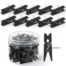GOOLADA 110pcs Punaises avec Clips Punaises en Bois Noires Punaises Noires en Bois Punaises Mignonnes pour Tableau en Li ge Punaises D coratives