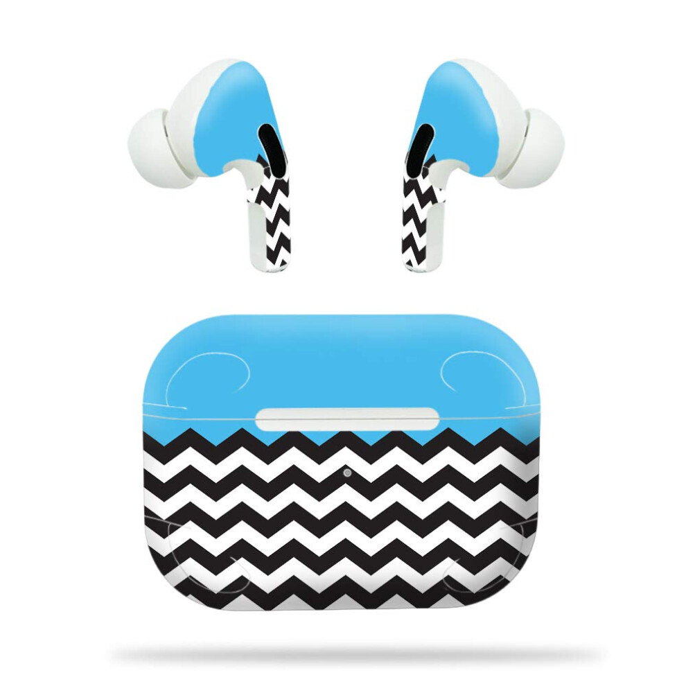 Mightyskins Compatible With Apple Airpods Pro - Baby Chevron | Protective Durable And Unique Vinyl Decal Wrap Cover | Easy To Apply Remove An Blue 725987613561