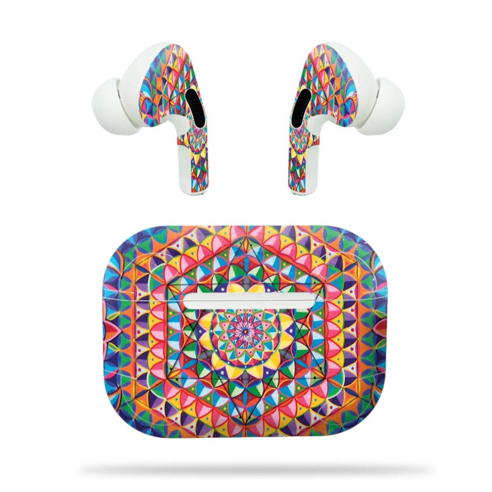 Mightyskins Compatible With Apple Airpods Pro - Rainbow Kaleidoscope | Protective Durable And Unique Vinyl Decal Wrap Cover | Easy To Apply Remove 725987612267