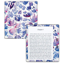 MightySkins Carbon Fiber para Amazon Kindle Oasis 7" (9ª Geração) - Pétalas Azuis | Acabamento Carbono Texturizado