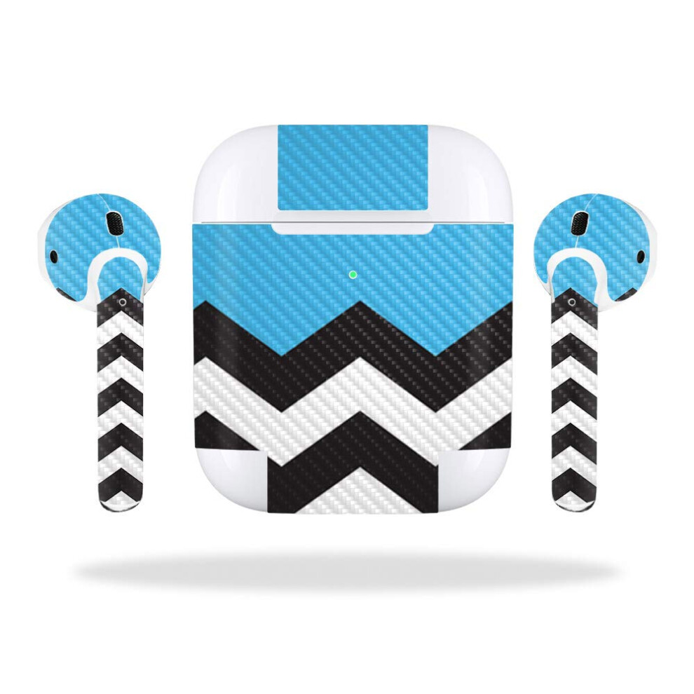 Mightyskins Carbon Fiber Skin For Apple Airpods 2 (2019) - Baby Chevron | Protective Durable Textured Carbon Fiber Finish | Easy To Apply Remov Blue 736684488833
