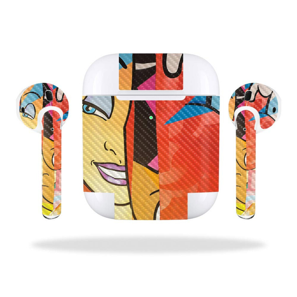 Mightyskins Carbon Fiber Skin For Apple Airpods 2 (2019) - Cartoon Smiles | Protective Durable Textured Carbon Fiber Finish | Easy To Apply Remove 736684488246