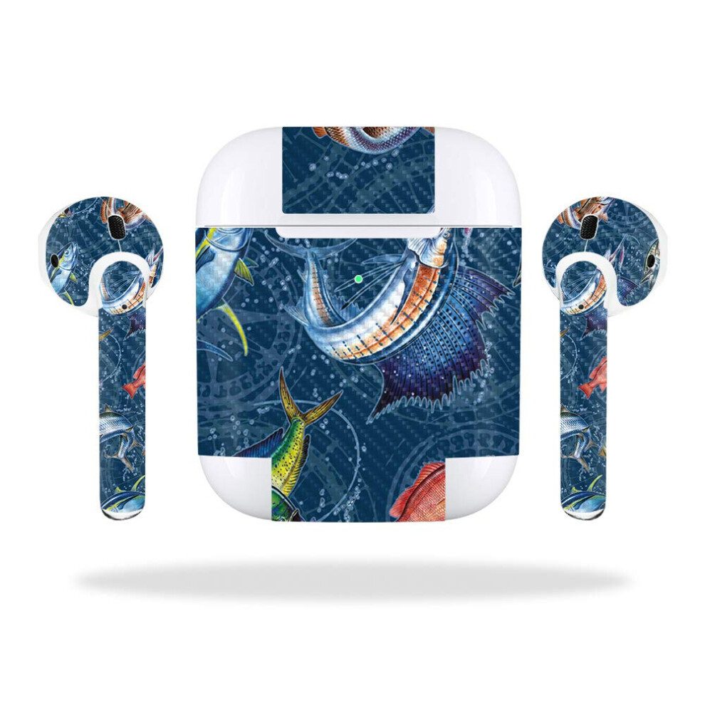 Mightyskins Carbon Fiber Skin For Apple Airpods 2 (2019) - Saltwater Compass | Protective Durable Textured Carbon Fiber Finish | Easy To Apply Remov 736684485795