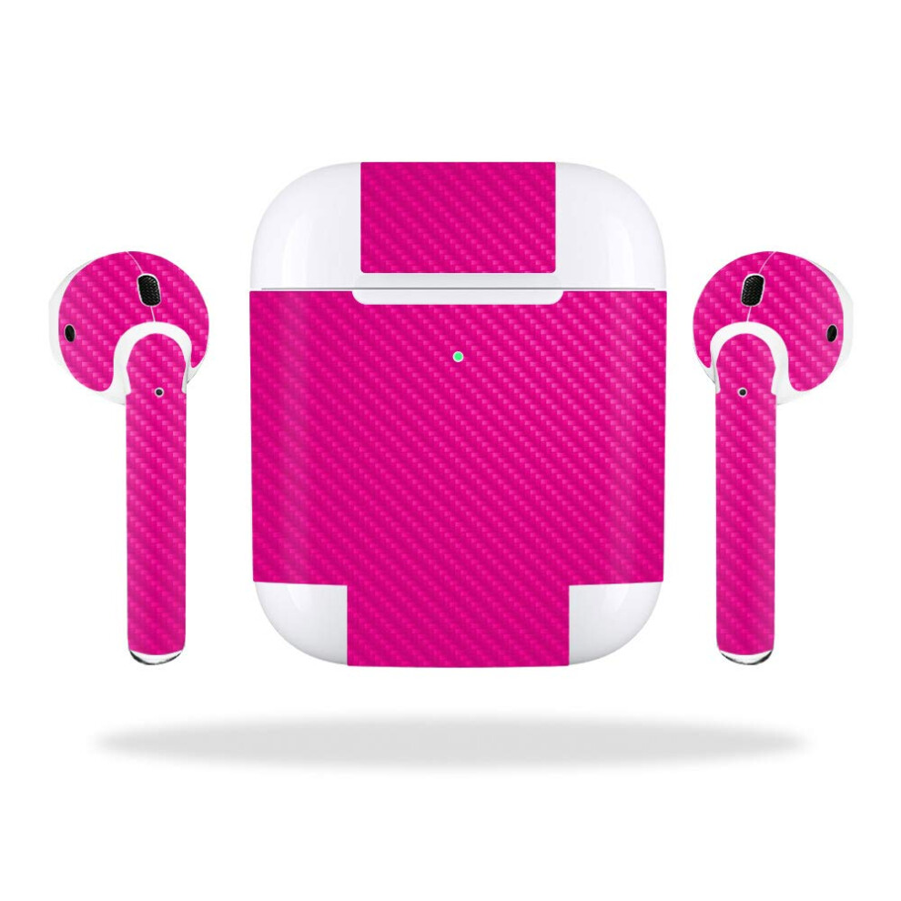 Mightyskins Carbon Fiber Skin For Apple Airpods 2 (2019) - Hot | Protective Durable Textured Carbon Fiber Finish | Easy To Apply Remove And Ch Pink 736684485627
