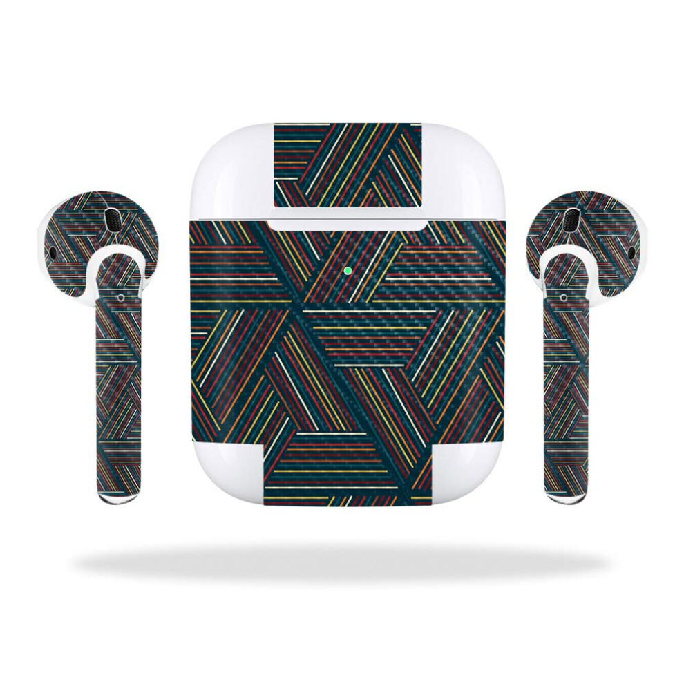 Mightyskins Carbon Fiber Skin For Apple Airpods 2 (2019) - Triangle Stripes | Protective Durable Textured Carbon Fiber Finish | Easy To Apply Remove 736684485139