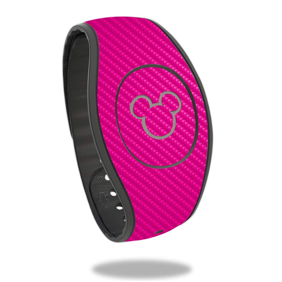 Mightyskins Carbon Fiber Skin For Disney Magicband 2 - Solid Hot | Protective Durable Textured Carbon Fiber Finish | Easy To Apply Remove And Pink 645239359798