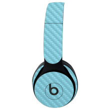 MightySkins Carbon Fiber Skin for Beats Solo Pro Wireless Headphones - Solid Baby Blue | Protective Durable Textured Carbon Fiber Finish | Easy to A