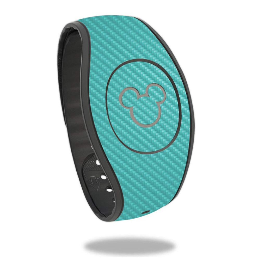 Mightyskins Carbon Fiber Skin For Disney Magicband 2 - Solid | Protective Durable Textured Carbon Fiber Finish | Easy To Apply Remove And Turquoise 645239359934