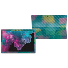 MightySkins Carbon Fiber Skin voor Microsoft Surface Pro 6 - Waterverf Blauw | Beschermend, Duurzaam Textuur