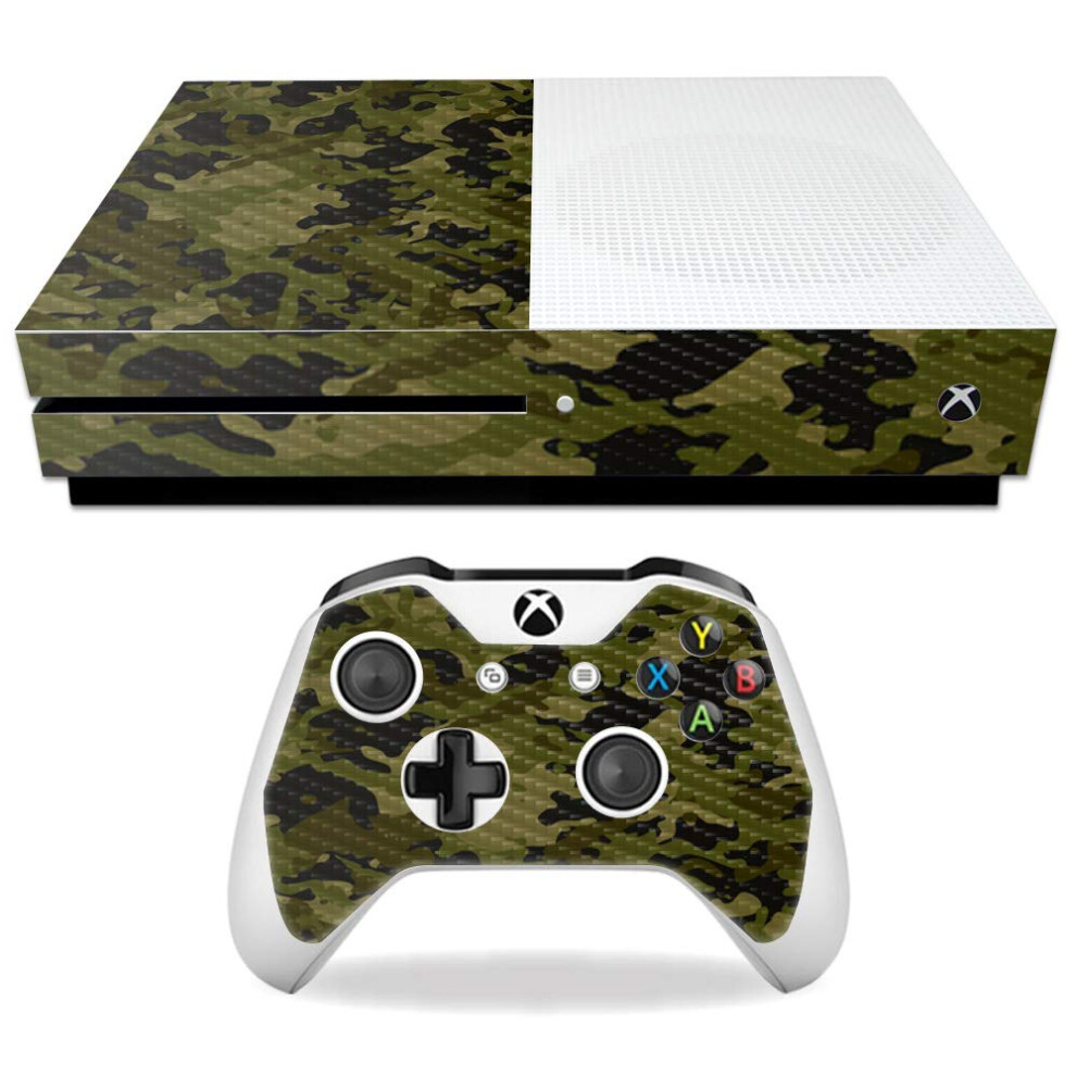 Mightyskins Carbon Fiber Skin For Microsoft Xbox One S - Camo | Protective Durable Textured Carbon Fiber Finish | Easy To Apply Remove And Ch Green 736684677626