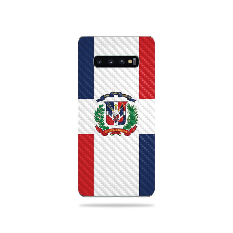 Mightyskins Carbon Fiber Skin For Samsung Galaxy S10 Plus - Dominican Flag | Protective Durable Textured Carbon Fiber Finish | Easy To Apply Remove 645239634536