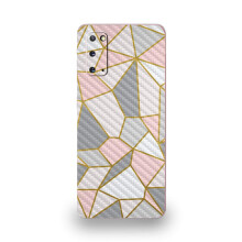 MightySkins Carbon Fiber Skin for Samsung Galaxy S20 - Rose Gold Polygon | Protective Durable Textured Carbon Fiber Finish | Easy to Apply | Made in