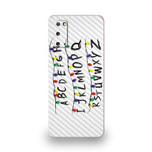 MightySkins Carbon Fiber Skin for Samsung Galaxy S20 - Stranger Alphabet | Protective Durable Textured Carbon Fiber Finish | Easy to Apply | Made in