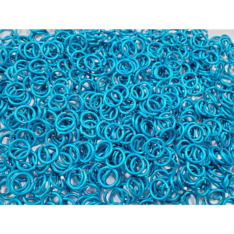 Anelli Di Congiunzione In Alluminio Anodizzato Turchese Chainmail Joe Da 1/2 Libbra, 14G, Id 3/8"""" (725 Anelli)-image