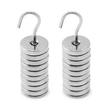 QWORK Lab Slotted Mass Set  2 Set of Chromium-Plated Metal Slotted Weights  One Set - Total 100g - Includes 9 Weights (10g Each) & One Hanger (10g)
