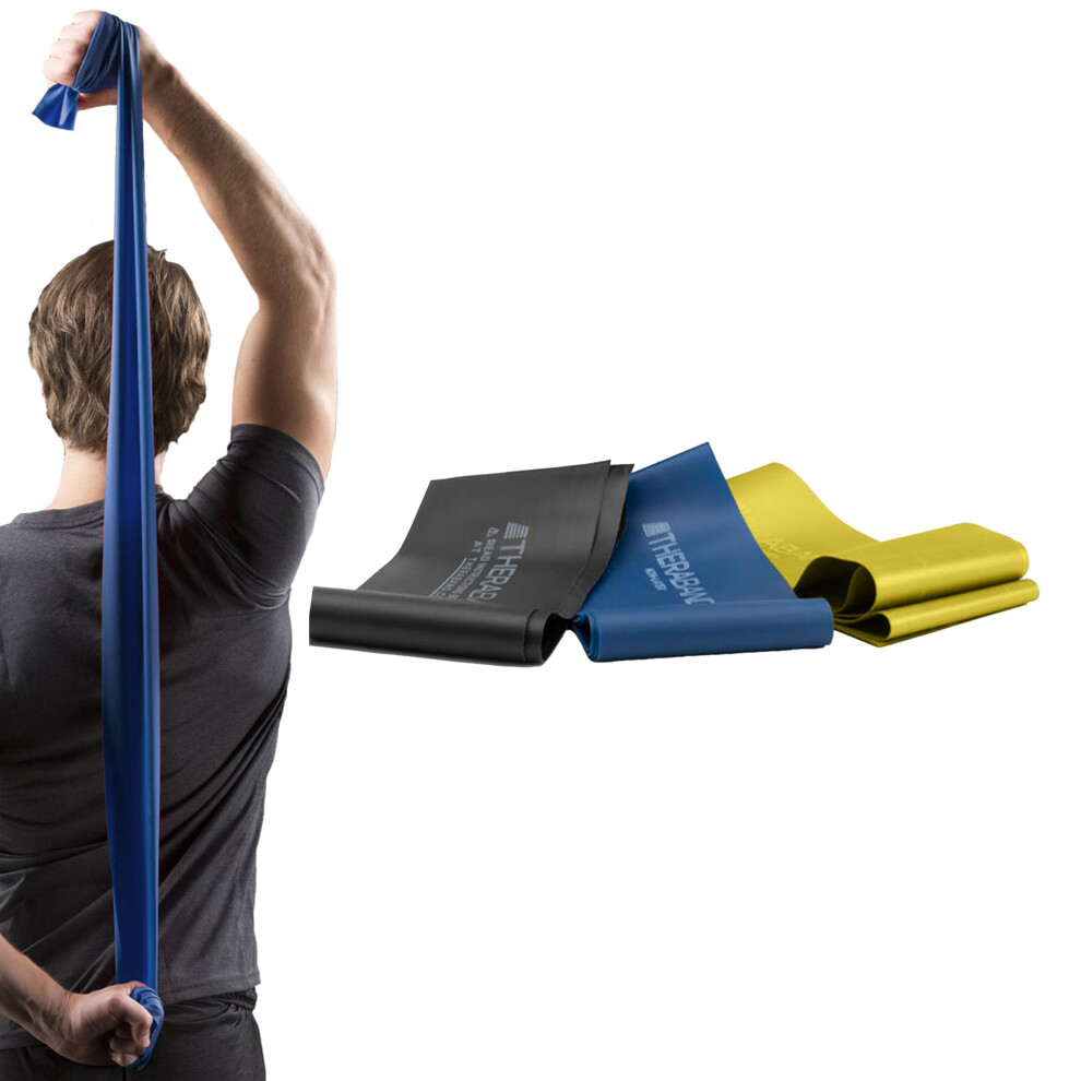 THERABAND Resistance Bands Set  Professional Elastic Band For Upper & Lower Body Exercise  Strength Training without Weights  Physical Therapy  & Pila