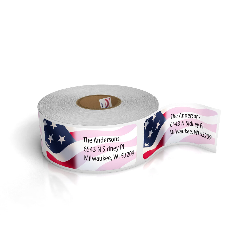 Customized Personalized Address Labels - Made in The USA by Kenco (500 Labels  American Flag)