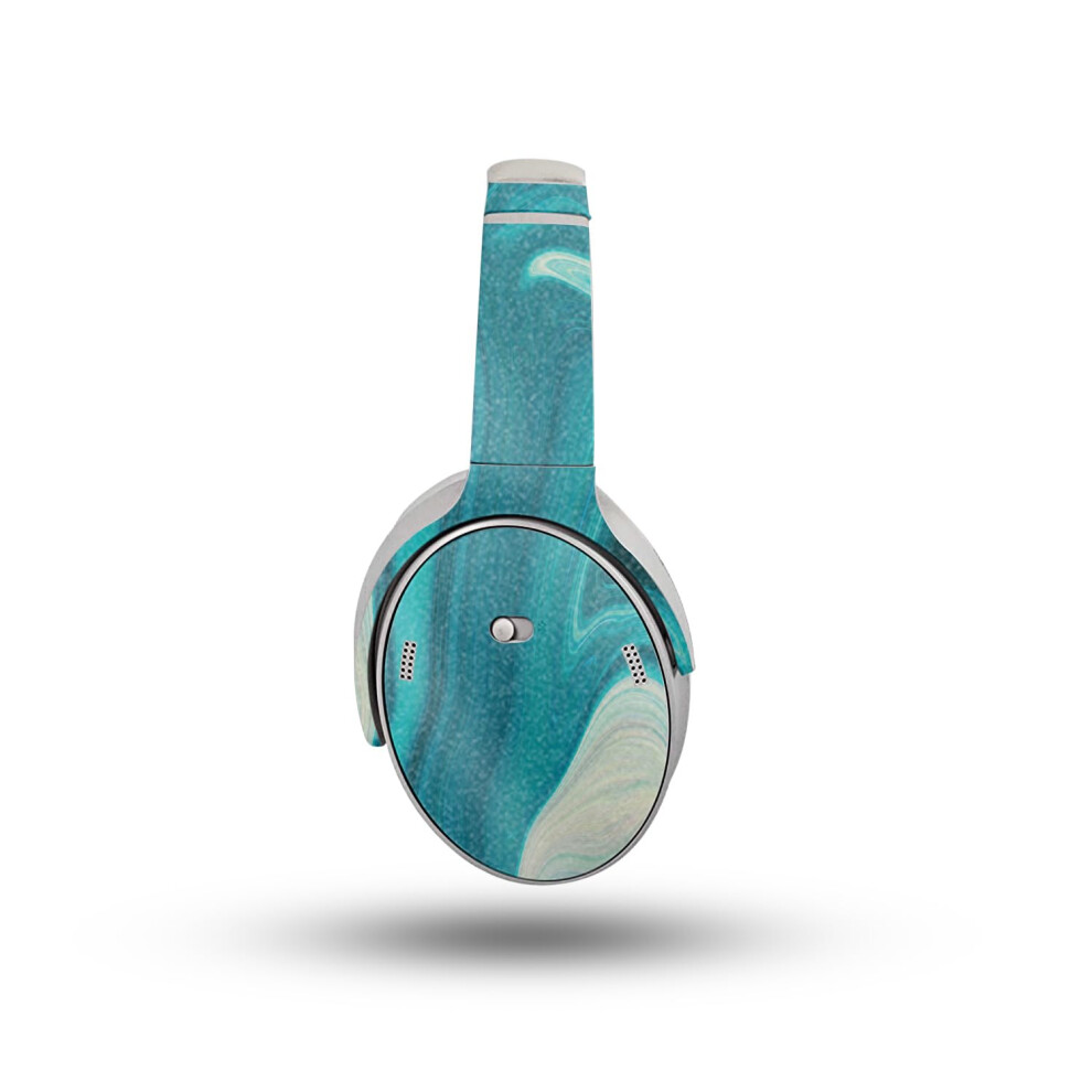 Glossy Glitter Headphone Skin Compatible With Bose Quietcomfort Headphones (2023) - Aqua Swirl - Premium 3M Vinyl Protective Wrap Decal Cover - Easy T 198164720947