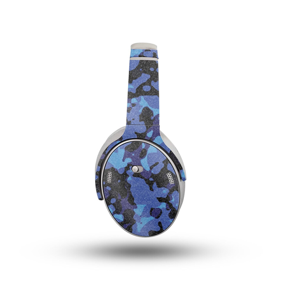 Glossy Glitter Headphone Skin Compatible With Bose Quietcomfort Headphones (2023) - Modern Camo - Premium 3M Vinyl Protective Wrap Decal Cover - Blue 198164721432
