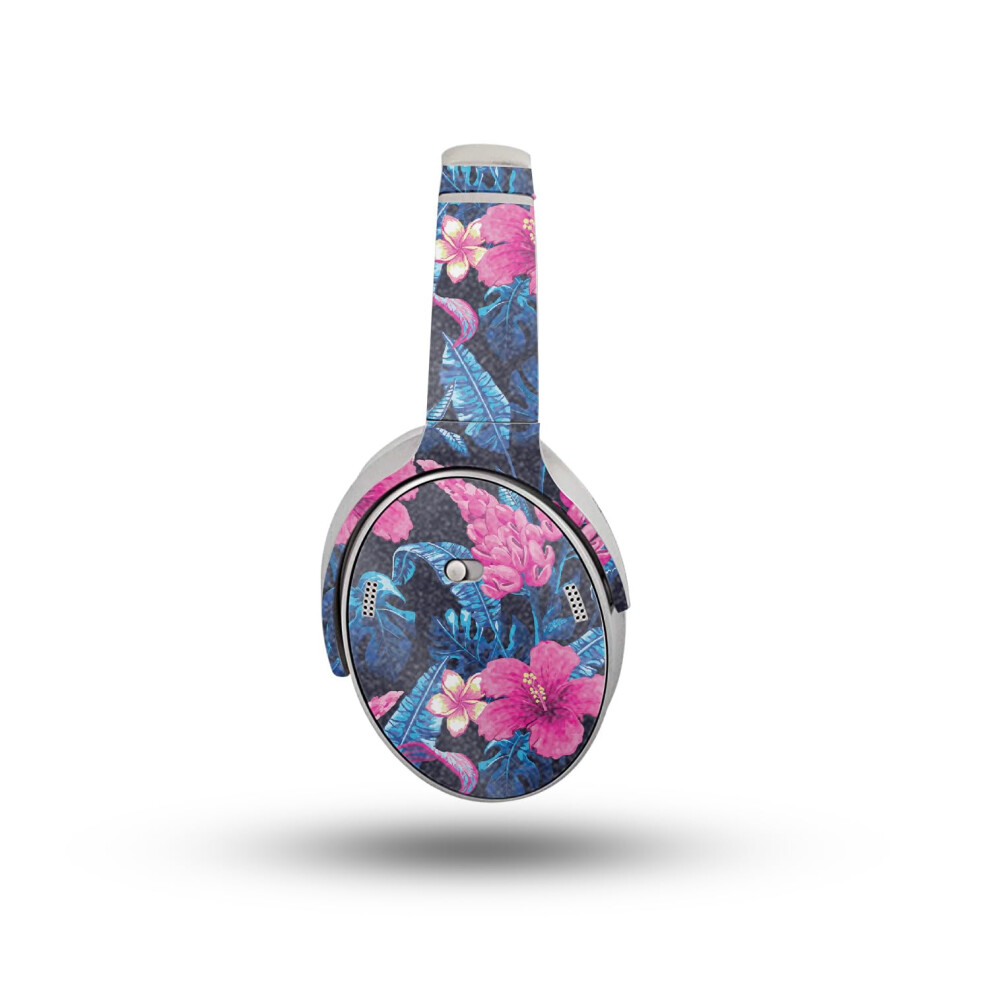 Glossy Glitter Headphone Skin Compatible With Bose Quietcomfort Headphones (2023) - Contrast Hibiscus - Premium 3M Vinyl Protective Wrap Decal Cover - 198164722019
