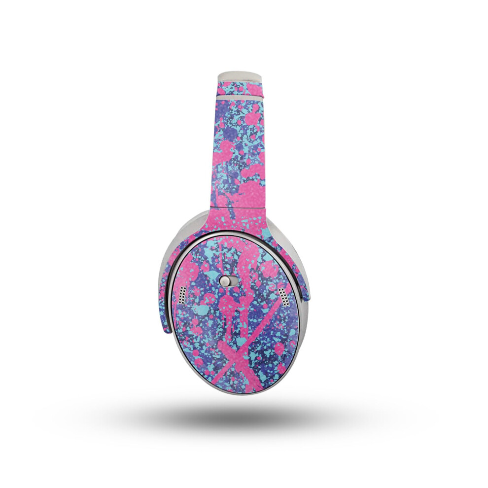 Glossy Glitter Headphone Skin Compatible With Bose Quietcomfort Headphones (2023) - Vibrant Splatter - Premium 3M Vinyl Protective Wrap Decal Cover - 198164725690