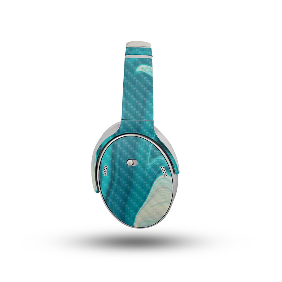 Carbon Fiber Headphone Skin Compatible With Bose Quietcomfort Headphones (2023) - Aqua Swirl - Premium 3M Vinyl Protective Wrap Decal Cover - Easy To 198164715523