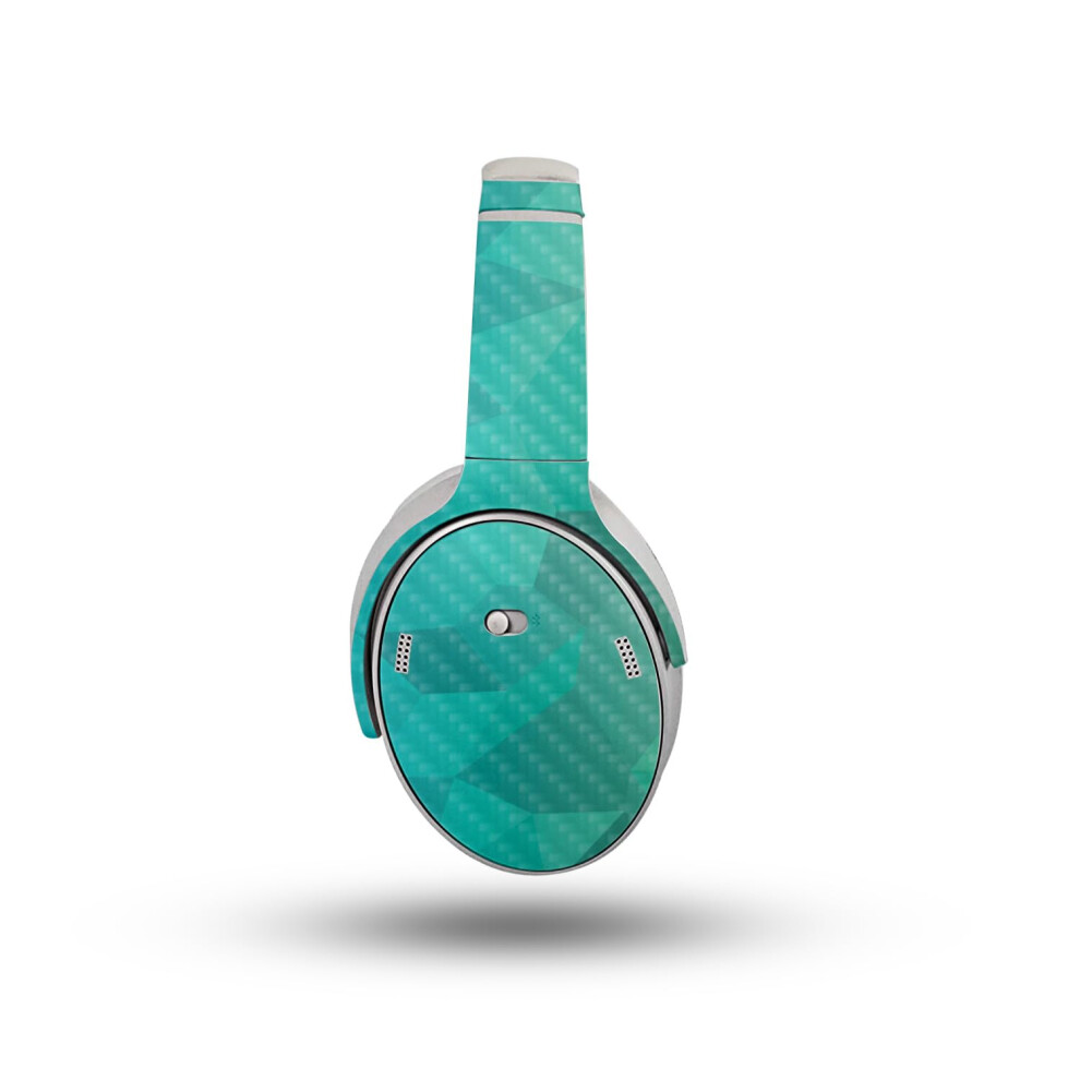 Carbon Fiber Headphone Skin Compatible With Bose Quietcomfort Headphones (2023) - Polygon - Premium 3M Vinyl Protective Wrap Decal Cover - Blue/Green 198164715967
