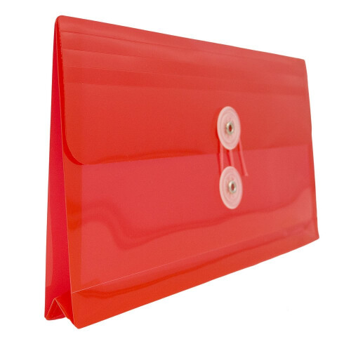 JAM PAPER Plastic Envelopes with Button & String Tie Closure - #10 Business Booklet - 5 1/4 x 10 - Red - 12/Pack 2